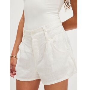 NWT Free people Audra Linen Shorts Size 8 Women's White Linen Shorts